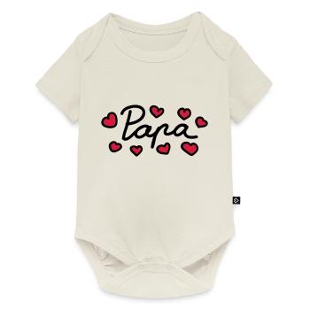 Papa - Herz - 2 - Baby Premium Kurzarmbody - Naturweiß - Vorne