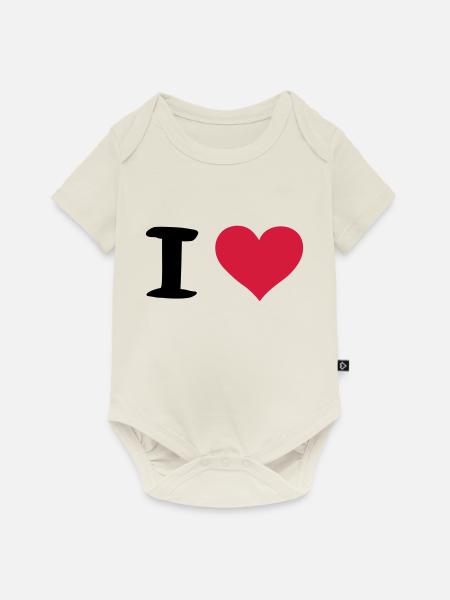 i heart - Baby Premium Kurzarmbody - Naturweiß