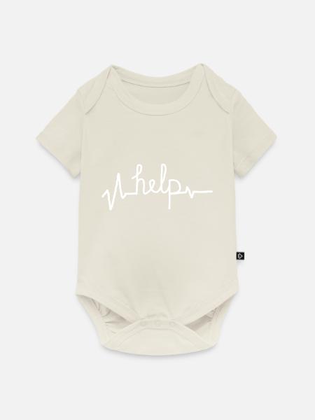 help -hilfe - Baby Premium Kurzarmbody - Naturweiß