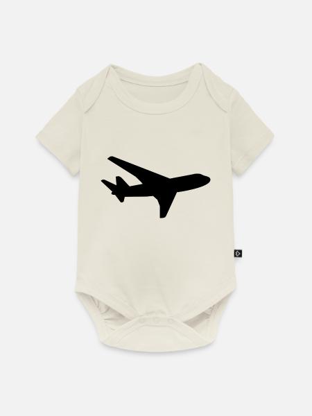 Flugzeug - Baby Premium Kurzarmbody - Naturweiß