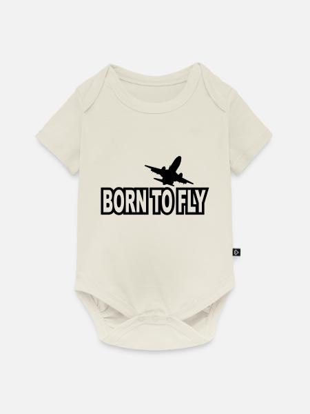born to fly - Baby Premium Kurzarmbody - Naturweiß
