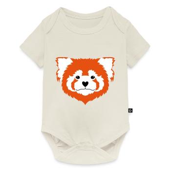 Panda rouge Amour - Body à manches courtes Premium Bébé - blanc cassé - Devant