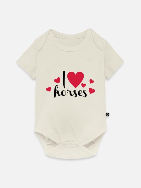 Pferd - Baby Premium Kurzarmbody - Naturweiß