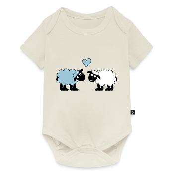 mouton joyeusement amoureux mouton mouton cœur d’agneau - Body à manches courtes Premium Bébé - blanc cassé - Devant