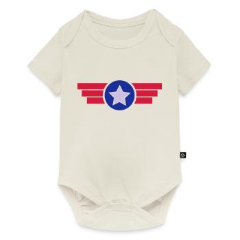 Emblème de logo d'insigne fanion 3c - Body à manches courtes Premium Bébé - blanc cassé - Devant
