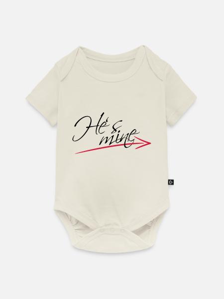 Hes mine Arrow Design - Baby Premium Kurzarmbody - Naturweiß