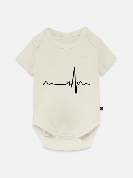 Herzschlag - Baby Premium Kurzarmbody - Naturweiß