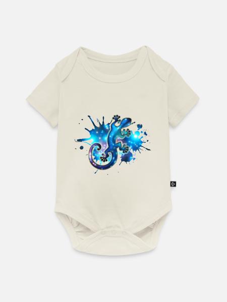 Space Gecko, Galaxie, Sterne, Weltraum, Surfen, - Baby Premium Kurzarmbody - Naturweiß