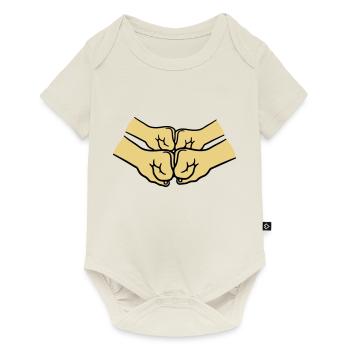 4 Haende Crew - Baby Premium Kurzarmbody - Naturweiß - Vorne