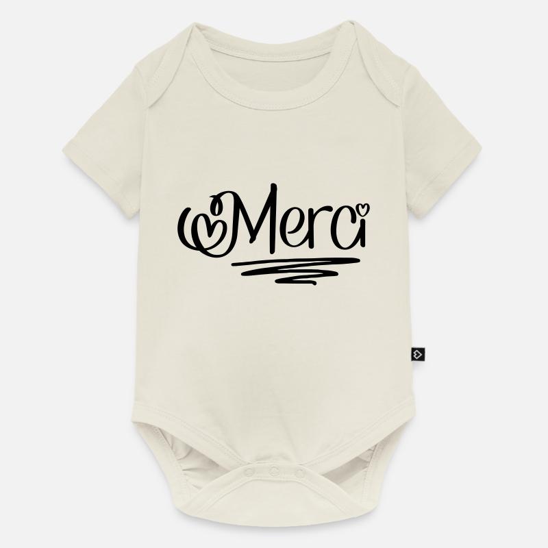 Merci - Body à manches courtes Premium Bébé - blanc cassé