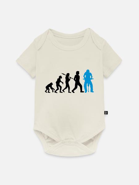Logo Evolution Presslufthammer - Baby Premium Kurzarmbody - Naturweiß