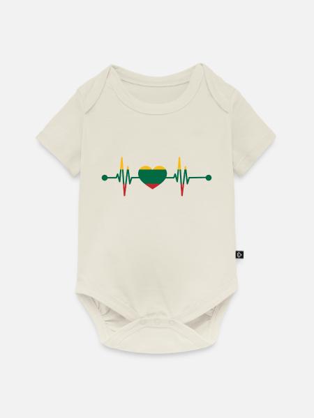 Herzschlag Litauer Litauen - Baby Premium Kurzarmbody - Naturweiß