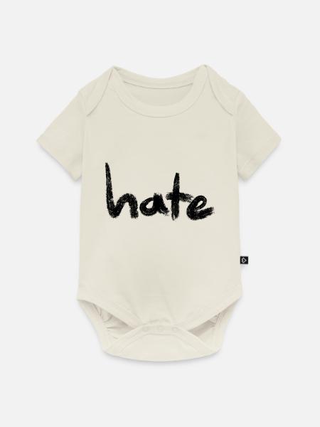 Hate Text Black - Baby Premium Kurzarmbody - Naturweiß