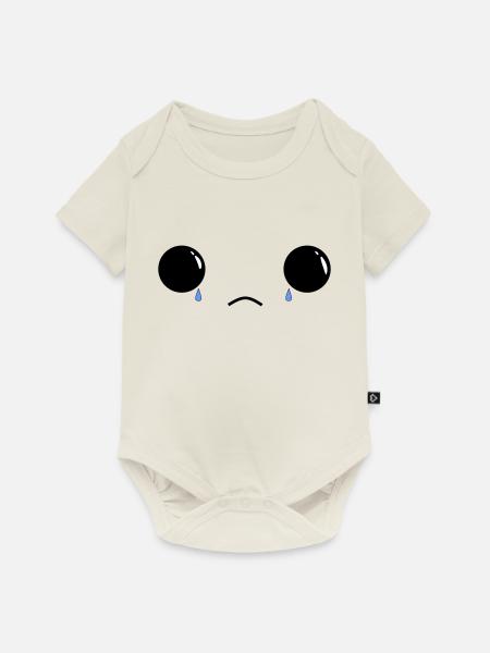 Cute sad face - Baby Premium Kurzarmbody - Naturweiß
