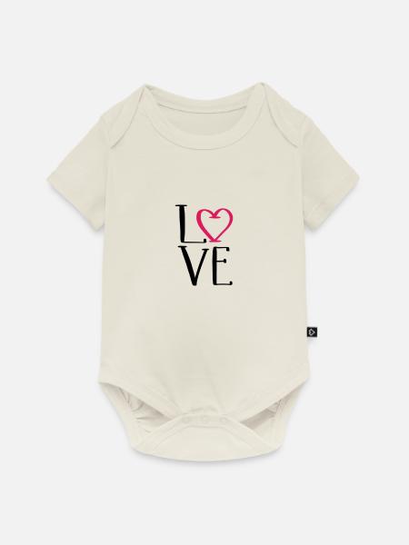 Love - Baby Premium Kurzarmbody - Naturweiß