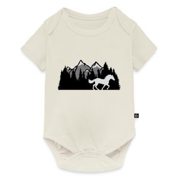 Montagnes Forêt Nature Cheval - Body à manches courtes Premium Bébé - blanc cassé - Devant