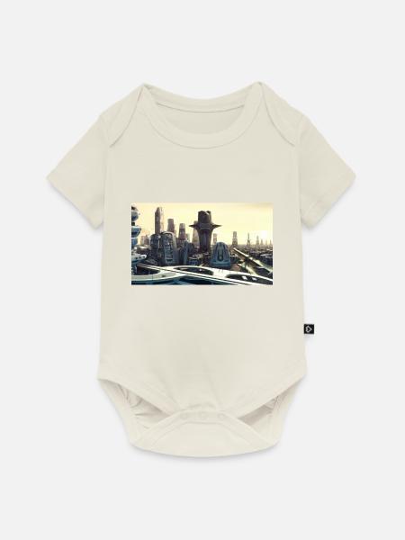 Stadt der Zukunft - Baby Premium Kurzarmbody - Naturweiß