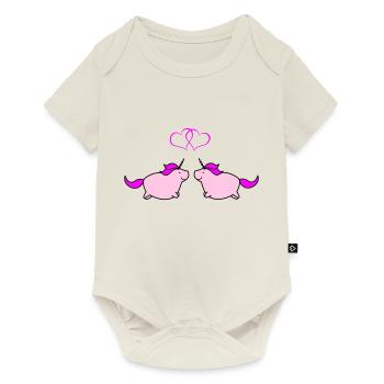 fat unicorns love - Baby Premium Kurzarmbody - Naturweiß - Vorne