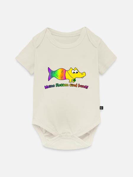 Meine Flossen sind bunt! Meerwerkel - Baby Premium Kurzarmbody - Naturweiß