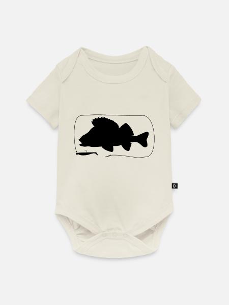 Barsch mit Gummifisch - Baby Premium Kurzarmbody - Naturweiß