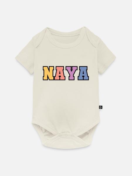 Name - Naya - Baby Premium Kurzarmbody - Naturweiß