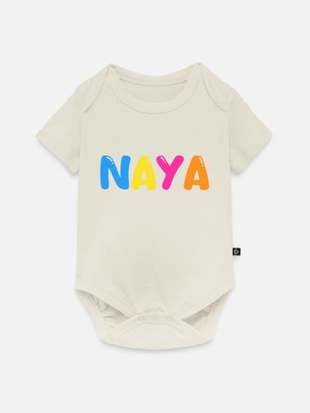 Name - Naya - Baby Premium Kurzarmbody - Naturweiß