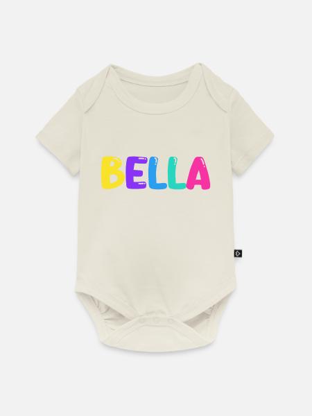 Name - Bella - Baby Premium Kurzarmbody - Naturweiß