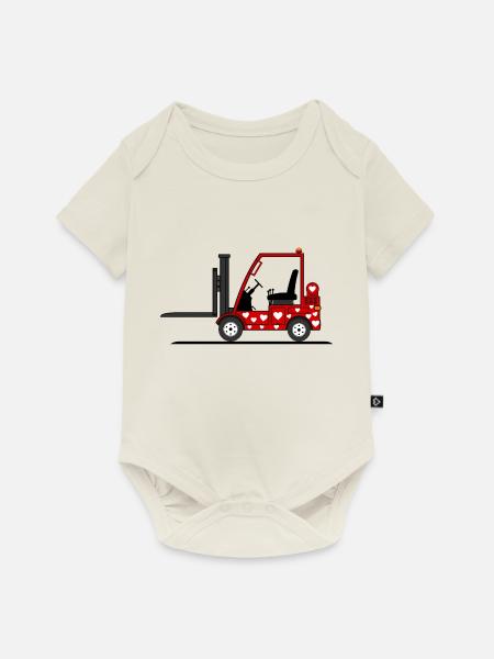 Staplerfahrer Herz rot - Baby Premium Kurzarmbody - Naturweiß