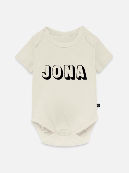 Name - Jon - Baby Premium Kurzarmbody - Naturweiß