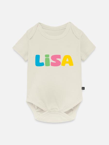 Name - Lisa - Baby Premium Kurzarmbody - Naturweiß