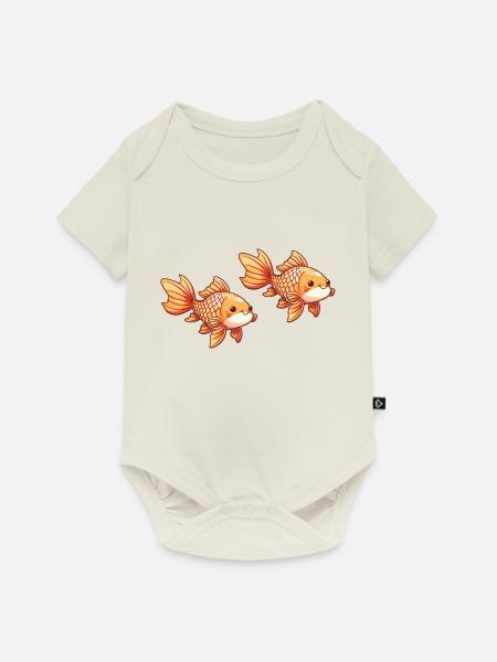 Goldfische Comic - Baby Premium Kurzarmbody - Naturweiß