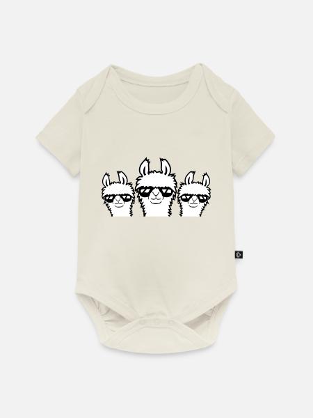 3 Lamas Sonnenbrillen Team Crew Drei Freunde Crew - Baby Premium Kurzarmbody - Naturweiß