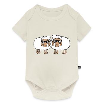 Deux Mouton Lunettes de Soleil 2 Cappy Cap Été Crew - Body à manches courtes Premium Bébé - blanc cassé - Devant