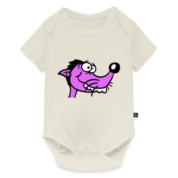 Dog looks stupid guy funny stupid crazy funny - Baby Premium short-sleeve bodysuit - off white - Front