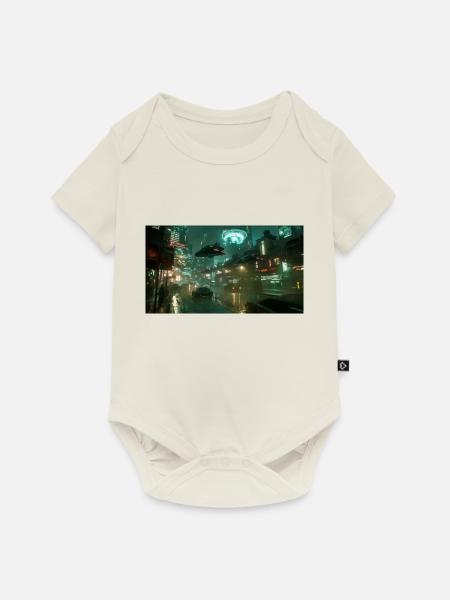 Cyberpunk Stadt - Baby Premium Kurzarmbody - Naturweiß