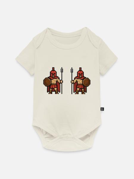 spartaner pixel 2 - Baby Premium Kurzarmbody - Naturweiß