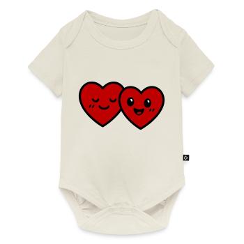 Herzen Paar Liebe - Baby Premium Kurzarmbody - Naturweiß - Vorne