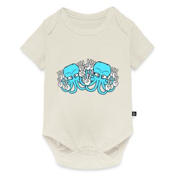 Zwei Kraken Peace Handzeichen Victory Symbol Hände - Baby Premium Kurzarmbody - Naturweiß - Vorne