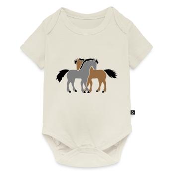 2 Horses Team Pony Foal Couple In Love Friends - Baby Premium short-sleeve bodysuit - off white - Front