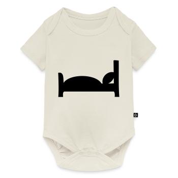 Bett - Baby Premium Kurzarmbody - Naturweiß - Vorne