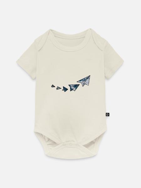 Papierflieger - Baby Premium Kurzarmbody - Naturweiß