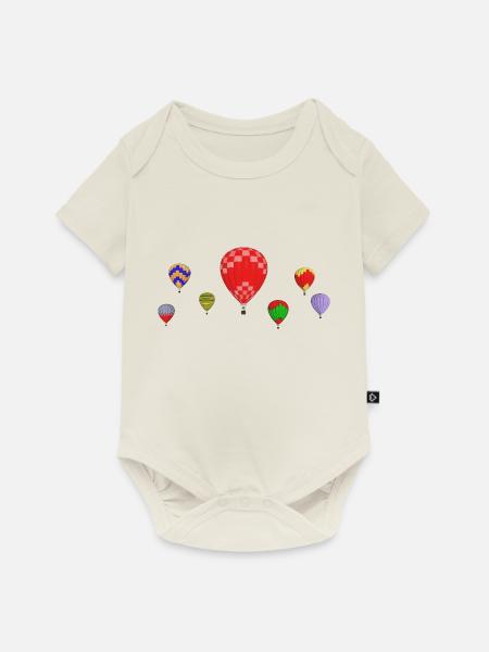 Heißluftballon, Ballon, Ballonfahrer - Baby Premium Kurzarmbody - Naturweiß