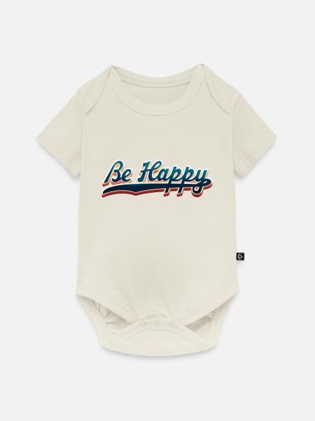 Sei glücklich - Baby Premium Kurzarmbody - Naturweiß