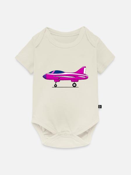 Flugzeug Fahrwerk Pink - Baby Premium Kurzarmbody - Naturweiß