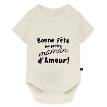 T shirt enfant body bébé fête des mères maman - Body à manches courtes Premium Bébé - blanc cassé - Devant