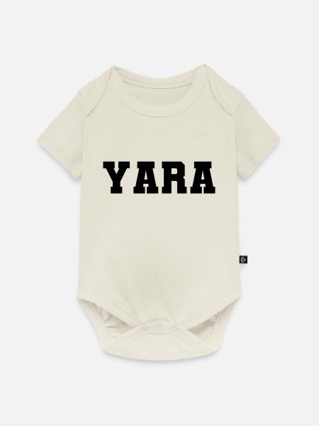 Name - Yara - Baby Premium Kurzarmbody - Naturweiß