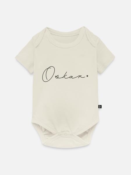 Name Oskar - Baby Premium Kurzarmbody - Naturweiß