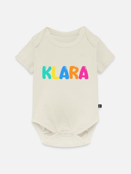Name - Klara - Baby Premium Kurzarmbody - Naturweiß
