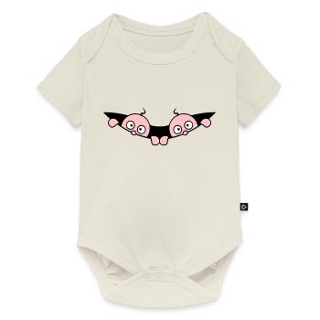 Comic Twins Peeking Out Belly 2 Bébés Enceintes - Body à manches courtes Premium Bébé - blanc cassé - Devant