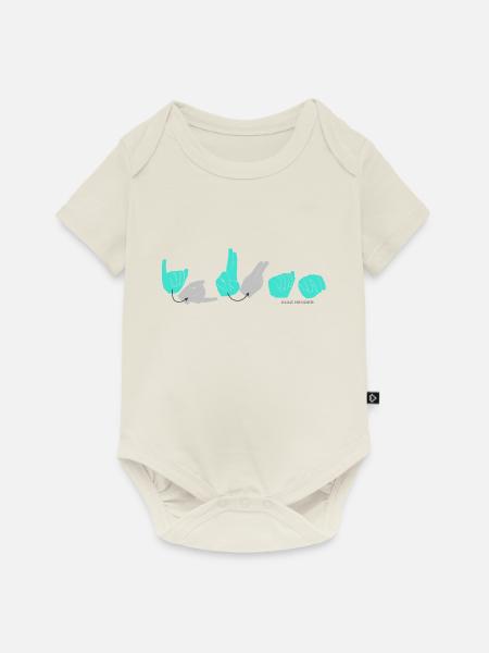 JUAN Türkis - Baby Premium Kurzarmbody - Naturweiß